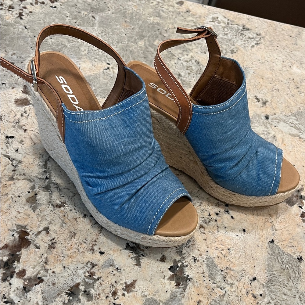 Soda Blue Espadrille Shoes with Adjustable Slingback - Picture 7 of 7